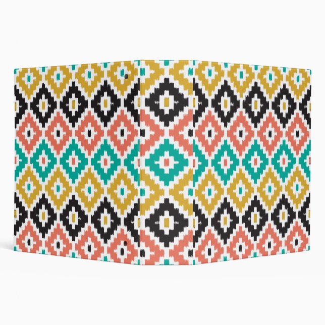 Mexican Aztec Tribal Print Ikat Diamond Pattern 3 Ring Binder (Background)