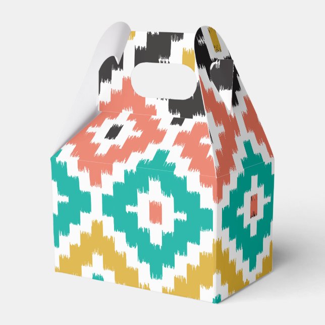 Mexican Aztec Tribal Print Ikat Diamond Pattern Favor Boxes (Front Side)