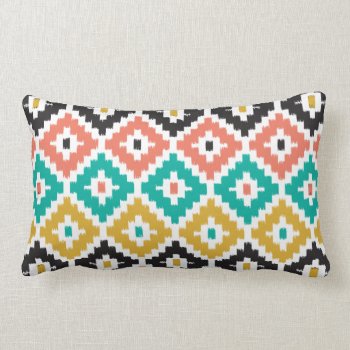 Mexican Aztec Tribal Print Ikat Diamond Pattern Lumbar Pillow by SharonaCreations at Zazzle