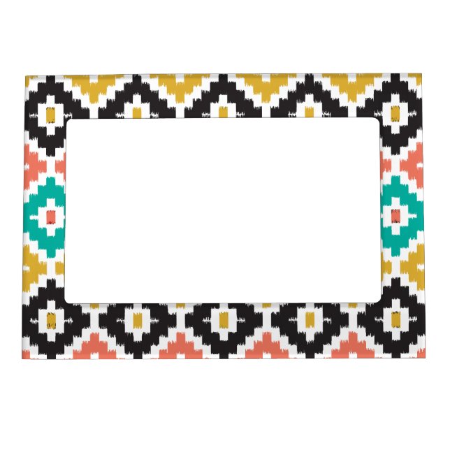 Mexican Aztec Tribal Print Ikat Diamond Pattern Magnetic Frame (Front)