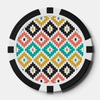 Mexican Aztec Tribal Print Ikat Diamond Pattern Poker Chips by SharonaCreations at Zazzle