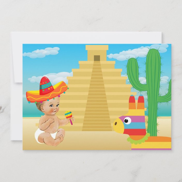 Mexican Baby Shower Invitation with Vintage Baby