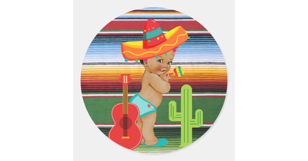 Mexican Baby Shower Sticker With Vintage Baby Zazzle Com