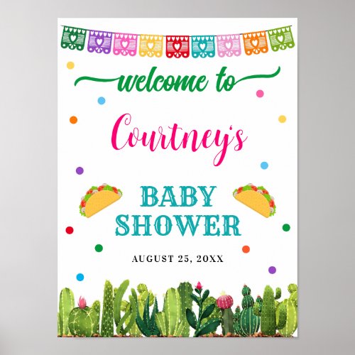 Mexican Baby Shower Welcome Sign Taco Bout a Baby 