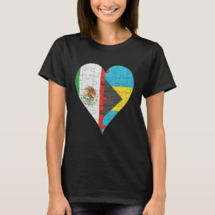 Mexican Bahamian Flag Heart T-Shirt