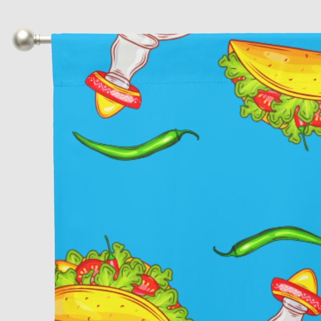 Mexican Bar Hispanic Food Taco Tequila Pattern Sun Blackout Curtains (Pocket)