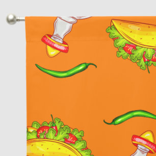 Mexican Bar Hispanic Food Taco Tequila Pattern Sun Blackout Curtains