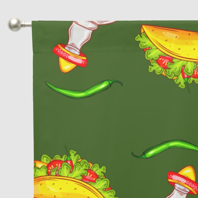 Mexican Bar Hispanic Food Taco Tequila Pattern Sun Blackout Curtains (Pocket)