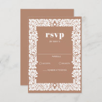 Mexican Barro Brown Talavera Wedding RSVP Card