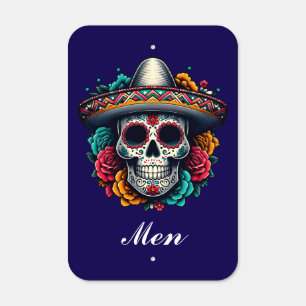 Mexican Bathroom Sign Sugar Skull Metal