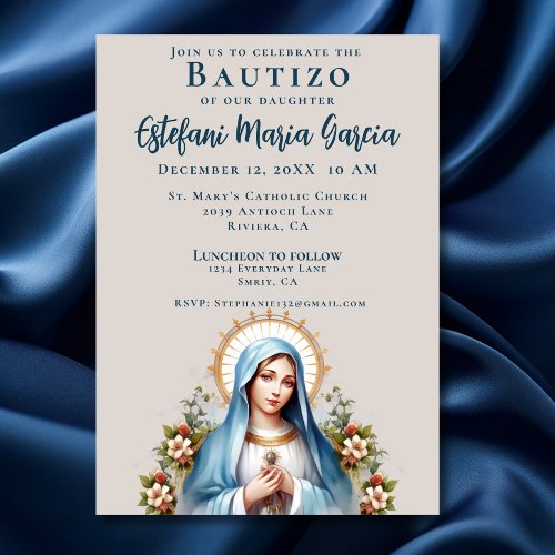 Mexican Bautizo Virgen de Guadalupe Baptism Invitation