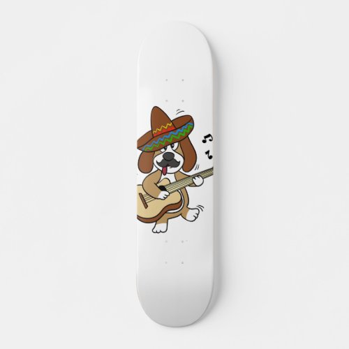 Mexican Beagle playing guitar  choose back color Skateboard