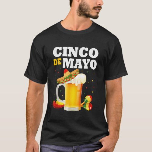 Mexican Beer Glasses Cinco De Mayo Outfits For Men T_Shirt
