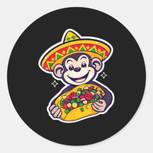Mexican bigfoot sombrero taco el squatcho fun classic round sticker