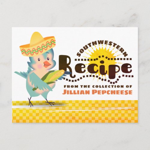 Mexican bird corn cooking cookbook recipe card