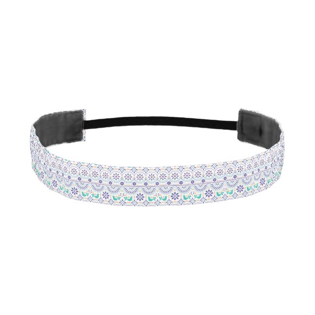 Mexican Bird Tile Folk Art Pattern Athletic Headband (Front)