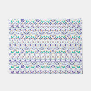 Mexican Bird Tile Folk Art Pattern Doormat