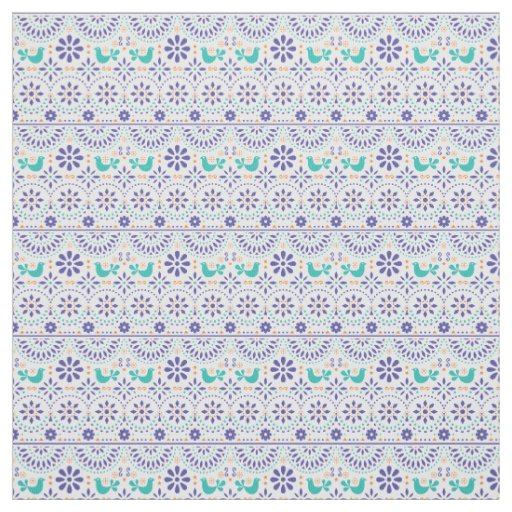 Mexican Bird Tile Folk Art Pattern Fabric