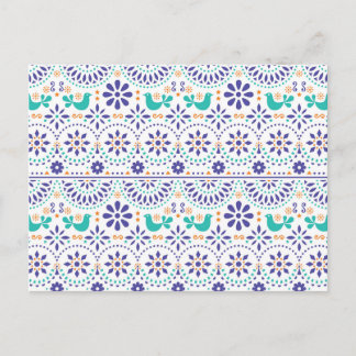 Mexican Bird Tile Folk Art Pattern Holiday Postcard