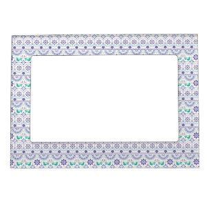 Mexican Bird Tile Folk Art Pattern Magnetic Frame