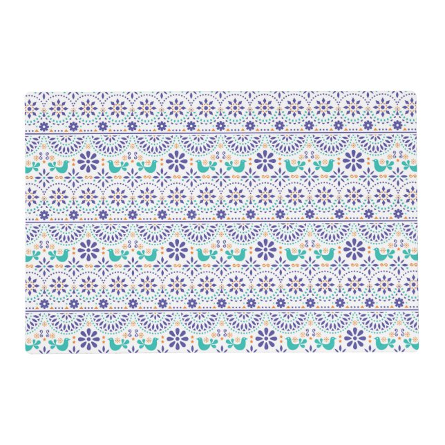 Mexican Bird Tile Folk Art Pattern Placemat (Front)