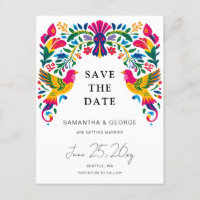 Mexican Birds Otomi Floral Fiesta Save The Date