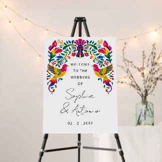 Mexican Birds Otomi Floral Fiesta Welcome Sign