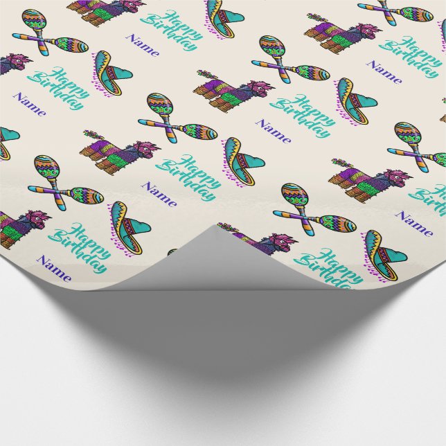 Mexican Birthday or Fiesta Gift Wrap Personalize (Corner)