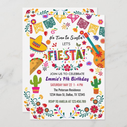  Mexican Birthday Party Fiesta No Siesta  Invitation