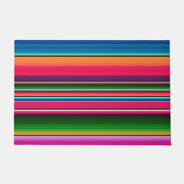Mexican Blanket Fiesta Stripes Colorful Sarape Doormat (Front)