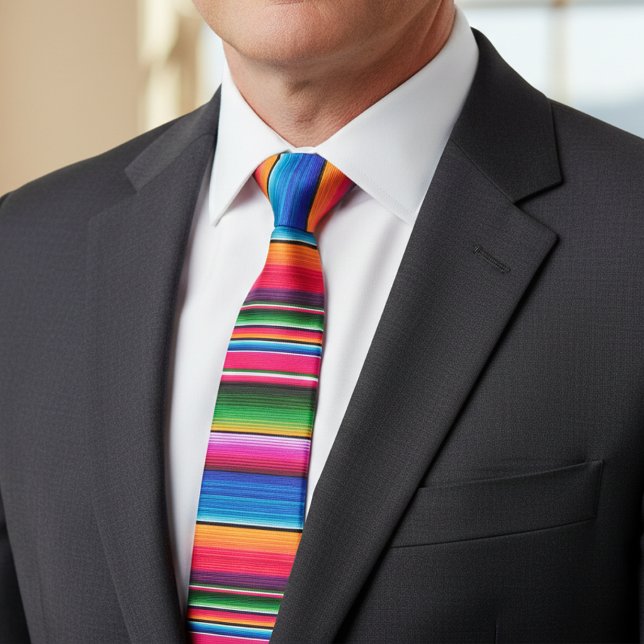 Mexican Blanket Fiesta Stripes Colorful Sarape Neck Tie (Creator Uploaded)