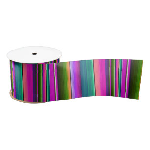 Mexican Blanket Fiesta Stripes Sarape Pink Satin Ribbon