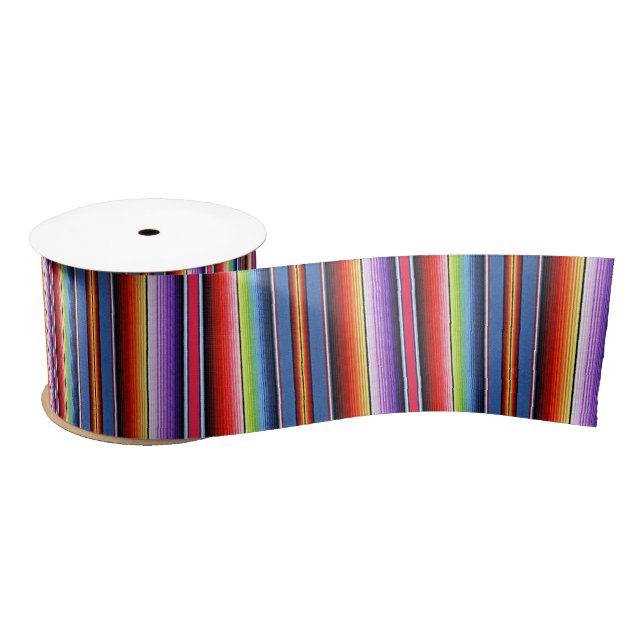 Mexican Blanket Fiesta Stripes Serape Rainbow Satin Ribbon (Spool)