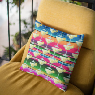 Mexican Blanket Margarita Colorful Serape Throw Pillow