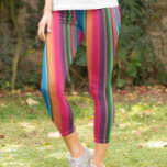 Mexican Blanket Serape Stripes Colorful Capri Leggings<br><div class="desc">This design may be personalized by choosing the Edit Design option. You may also transfer onto other items. Contact me at colorflowcreations@gmail.com or use the chat option at the top of the page if you wish to have this design on another product or need assistance with this design. See more...</div>