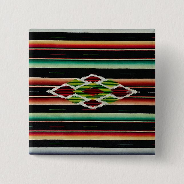 Mexican Blanket Traditional Spanish Fiesta Serape Button (Front)