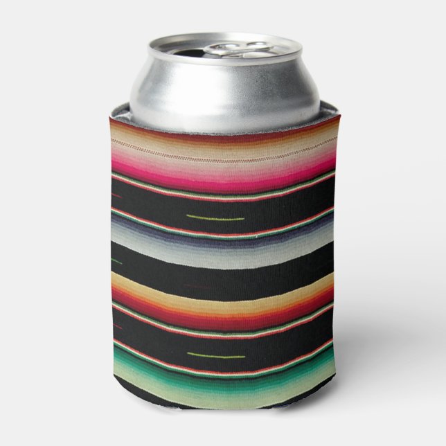 Mexican Blanket Traditional Spanish Fiesta Serape Can Cooler (Can Front)