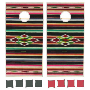 Mexican Blanket Traditional Spanish Fiesta Serape Cornhole Set