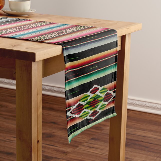Mexican Blanket Traditional Spanish Fiesta Serape Medium Table Runner (In Situ)