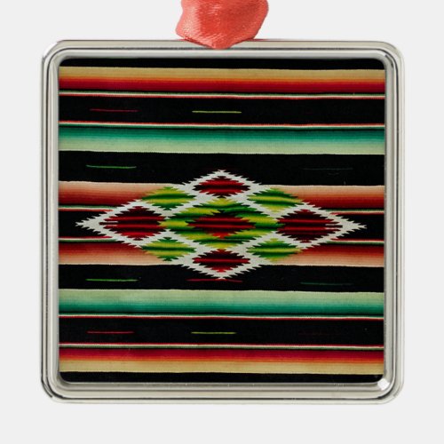 Mexican Blanket Traditional Spanish Fiesta Serape Metal Ornament