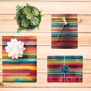 Mexican Blanket Watercolor serape Wrapping Paper Sheets