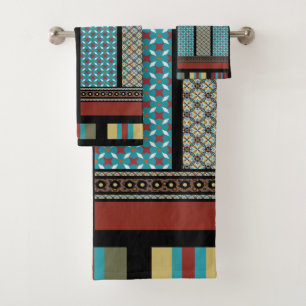 Mexican Block Stripe Pattern 1 Bath Towel Set