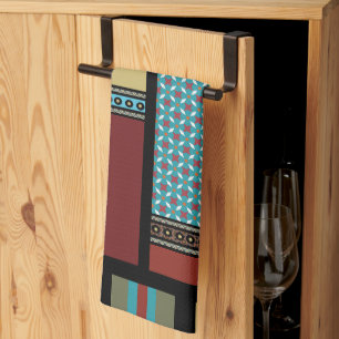 Mexican Block Stripe Pattern 1 Kitchen Towel