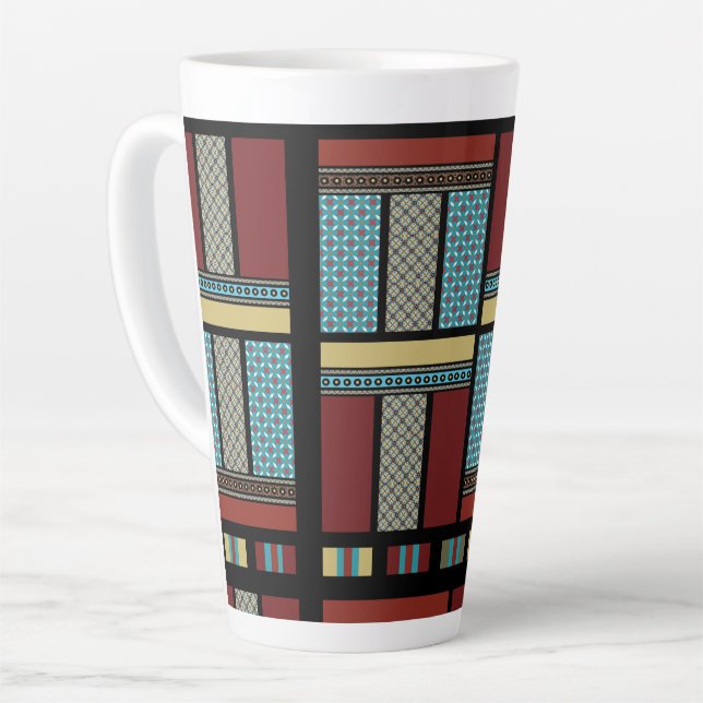 Mexican Block Stripe Pattern 1 Latte Mug (Left Angle)