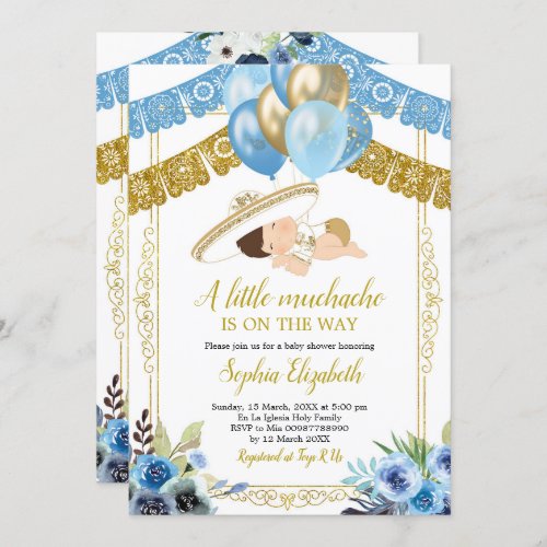 Mexican Blue and Gold Charro Little Muchacho Invitation