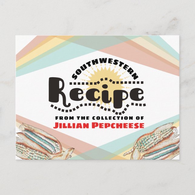 Mexican blue corn cooking cookbook recipe card (Front)