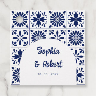 Mexican Blue Talavera Tiles Wedding Favor Tags