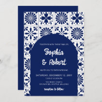 Mexican Blue Talavera Tiles Wedding Invitation