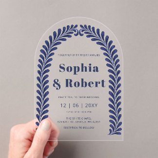 Mexican Blue Talavera Wedding Acrylic Invitations