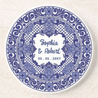 Mexican Blue Talavera Wedding Coaster